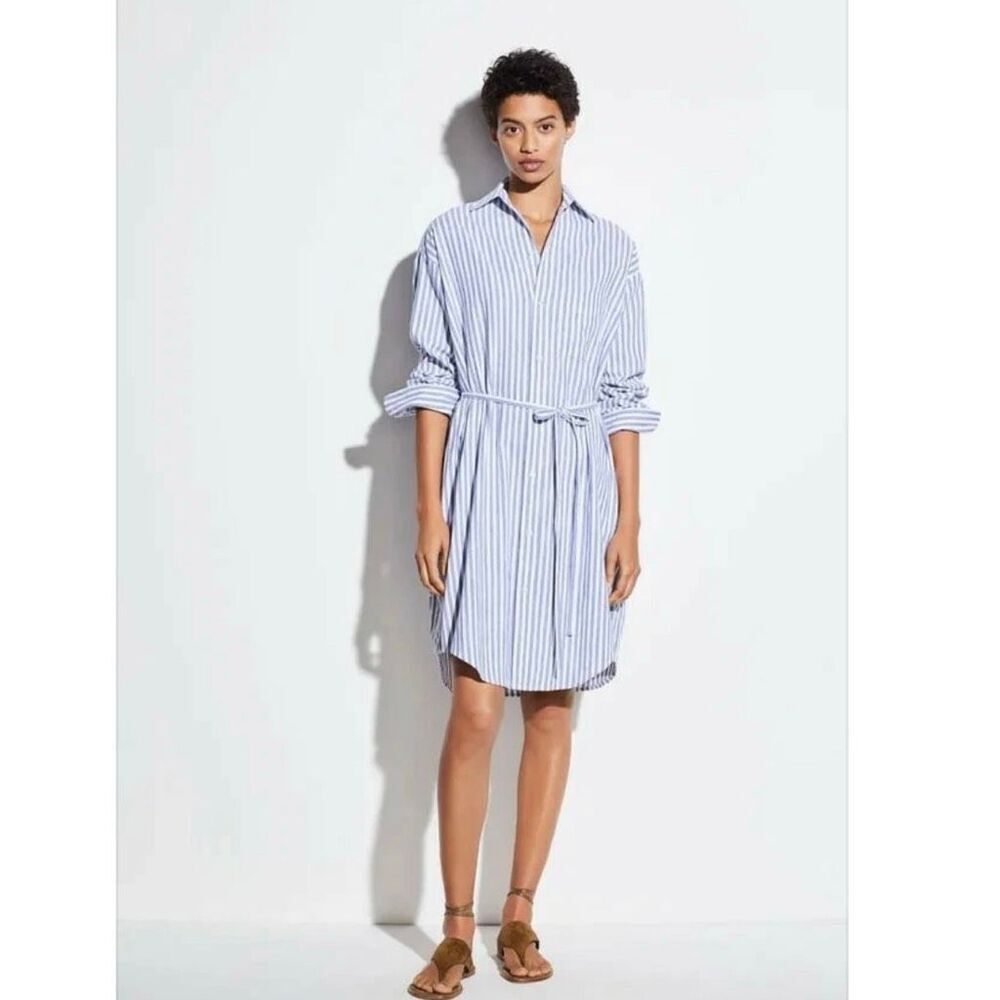 VINCE striped button down shirt dress size large